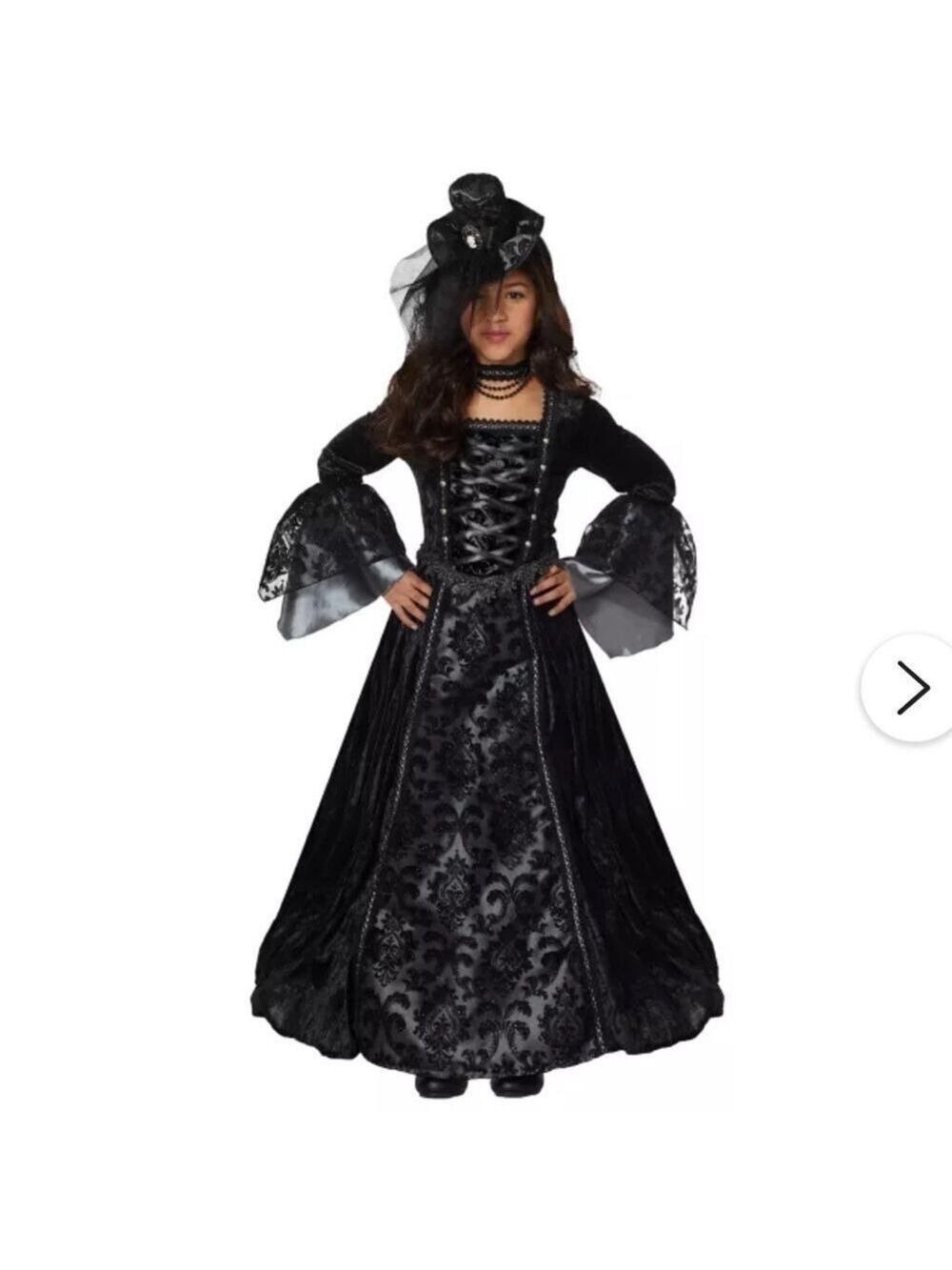Victorian Spirit Girl Halloween Costume Black Princess Gothic Witch Large 12-14